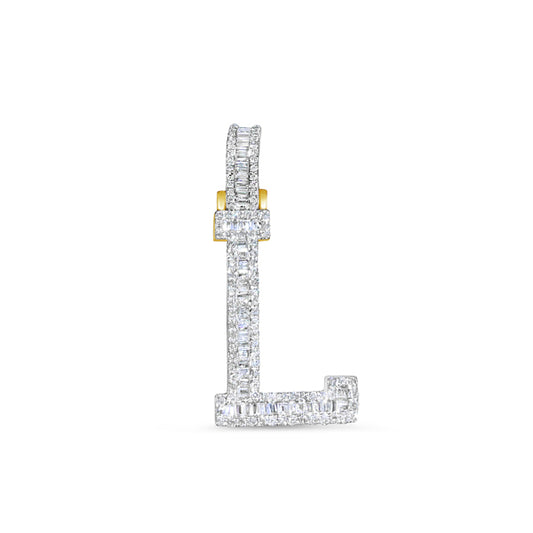 10k Yellow Gold Diamond Baguette Initial L Pendant