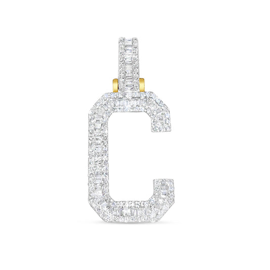 10k Yellow Gold Diamond Baguette Initial C Pendant