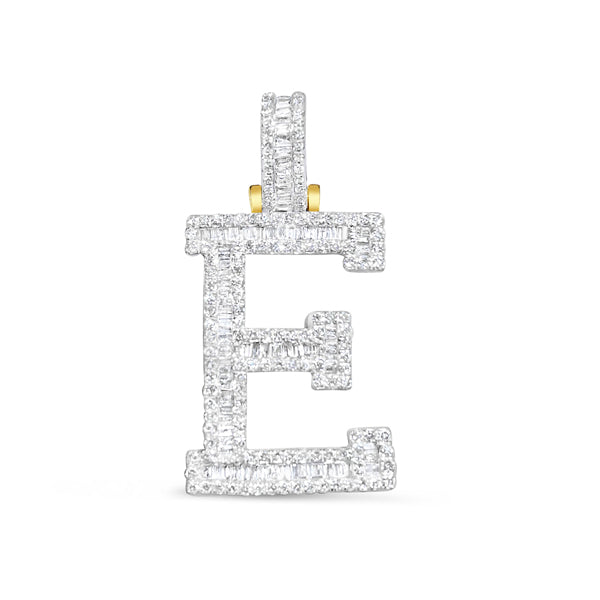 10k Gold Diamond E Pendant