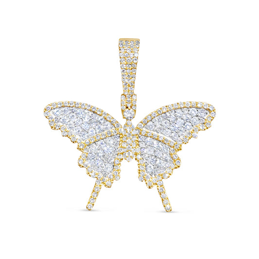 10K Two-Tone Diamond Gold Butterfly Pendant