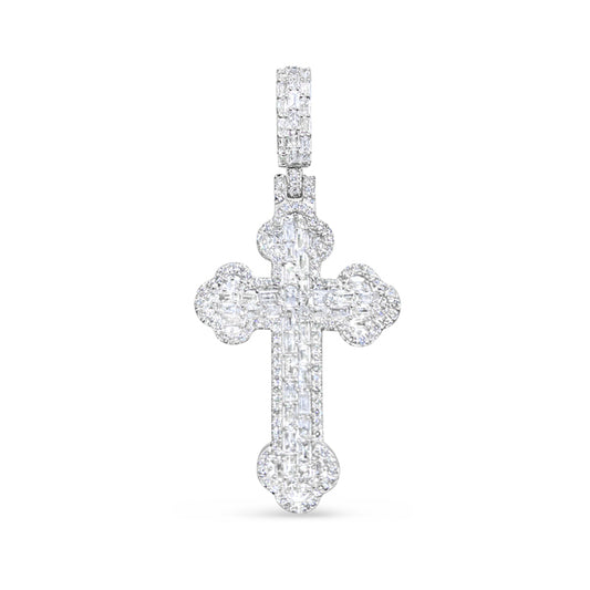 10K Yellow Gold Diamond Baguette Cross Pendant