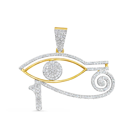 10K Yellow Gold Diamond Eye Of Horus Pendant