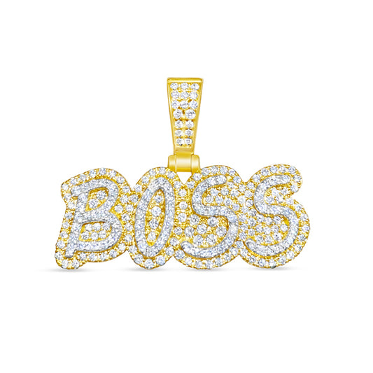 10K Two-Tone Gold Diamond BOSS Pendant