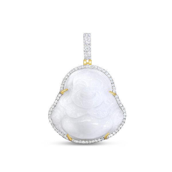 10K Yellow Gold Diamond White Buddha Pendant