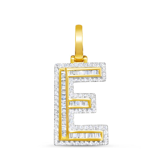 10K Gold Diamond E Pendant