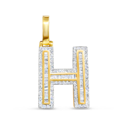 10K Gold Diamond H Pendant