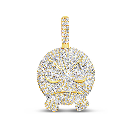 1.77CT Diamond Angry Emoji Gold Pendant