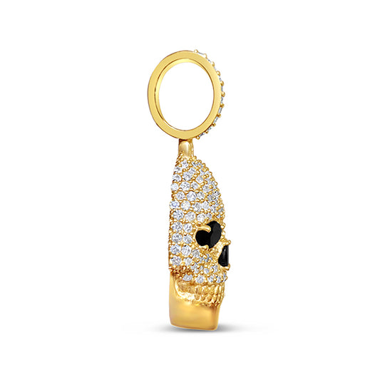 1.22CT Diamond Skull Solid Yellow Gold Pendant