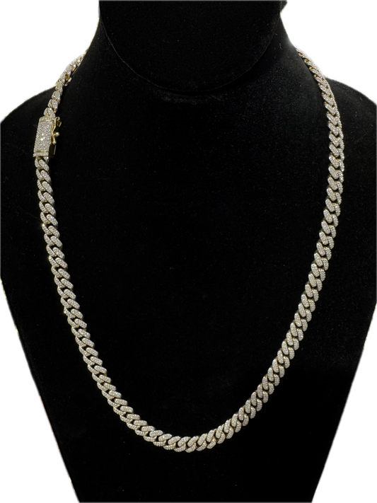 10K 8.8MM 10.67CT 24" Diamond Yellow Gold Cuban Link Chain