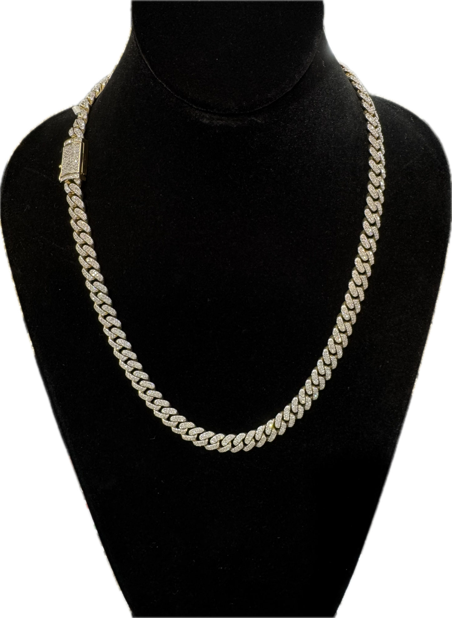 10K 9MM 11.73CT 22" Diamond Yellow Gold Cuban Link Chain