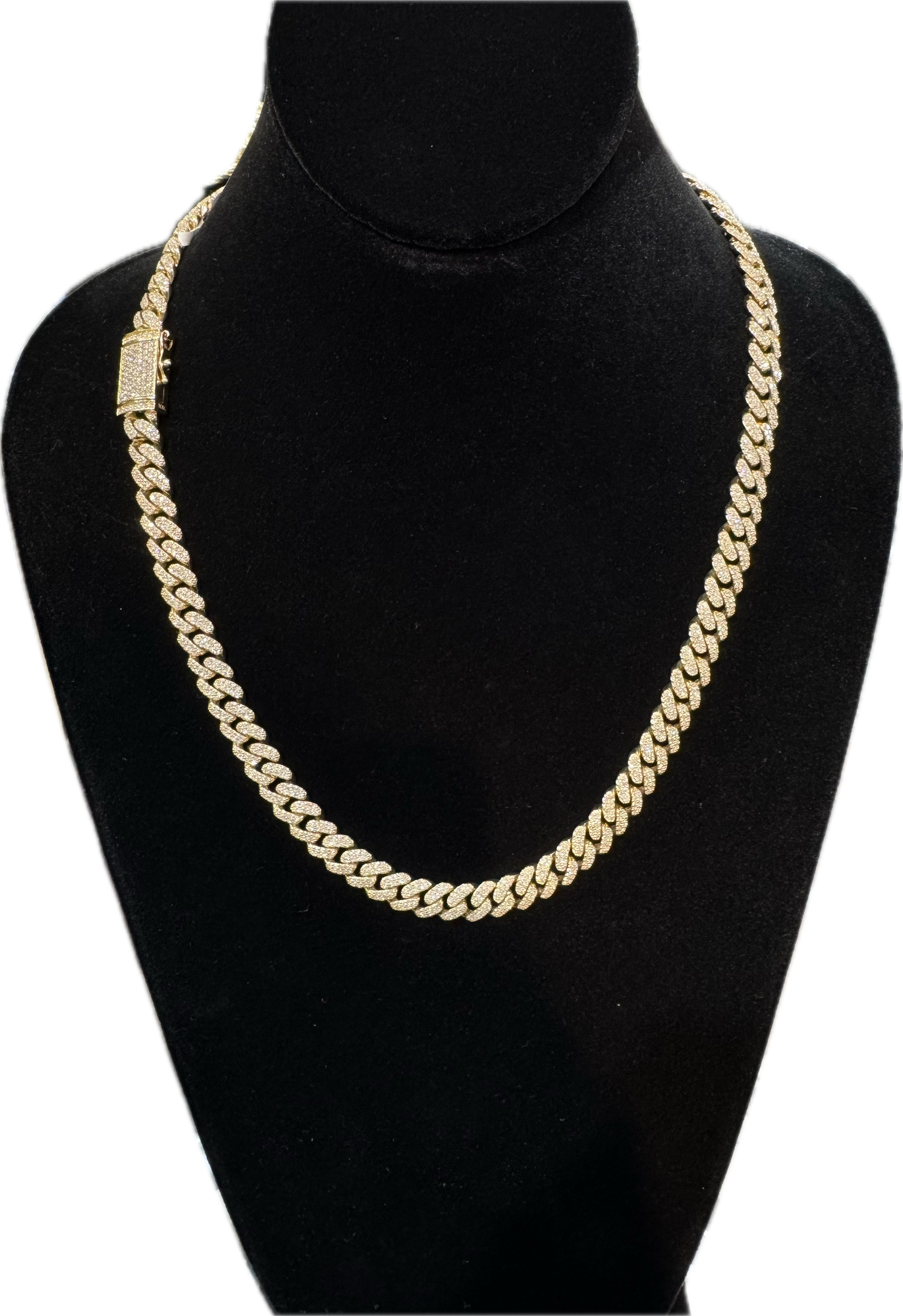 10K 9MM 11.71CT 22" Diamond Yellow Gold Cuban Link Chain