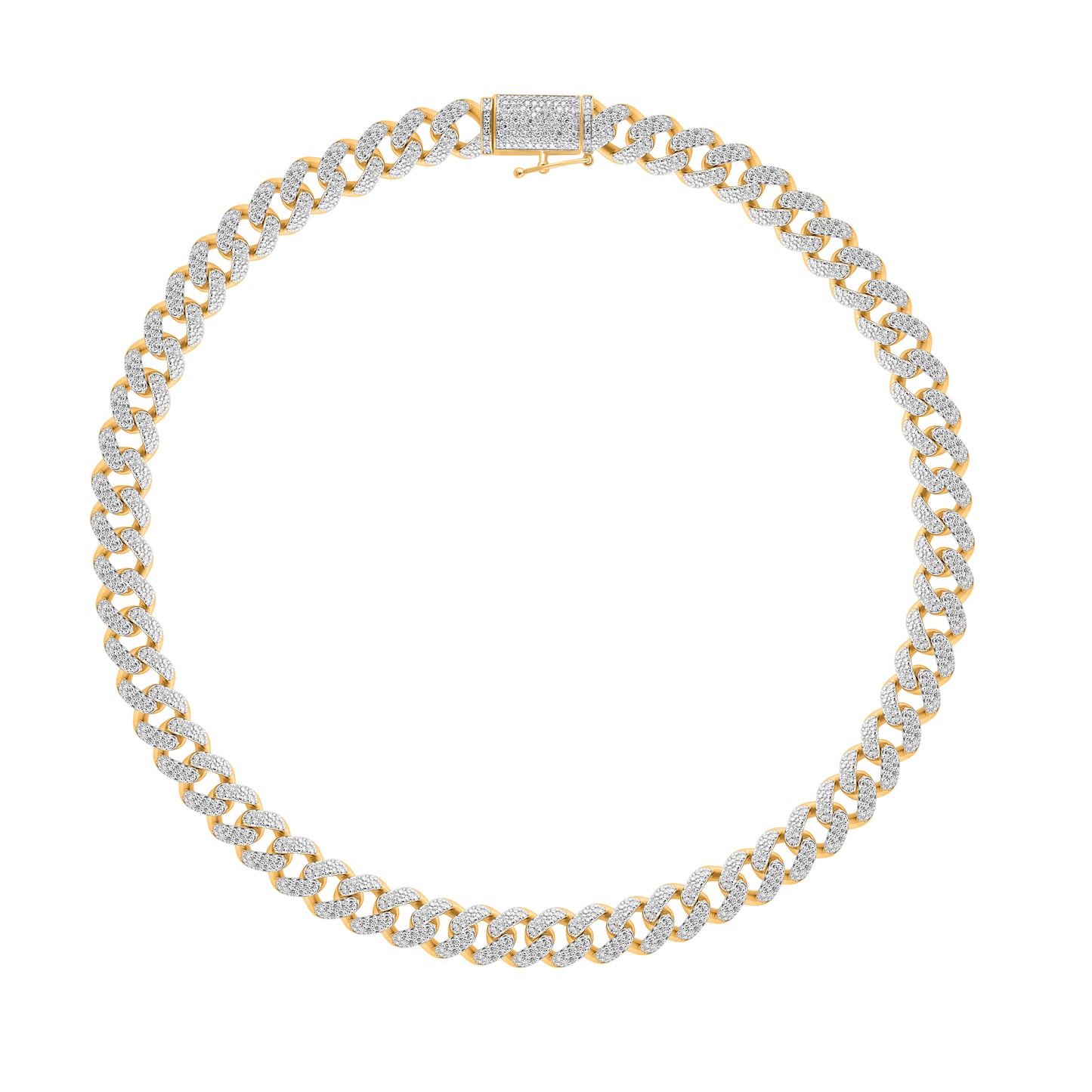 10K 8.8MM 8.94CT 20" Diamond Yellow Gold Cuban Link Chain