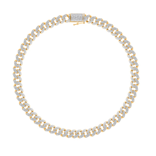 10K 8.8MM 8.94CT 20" Diamond Yellow Gold Cuban Link Chain