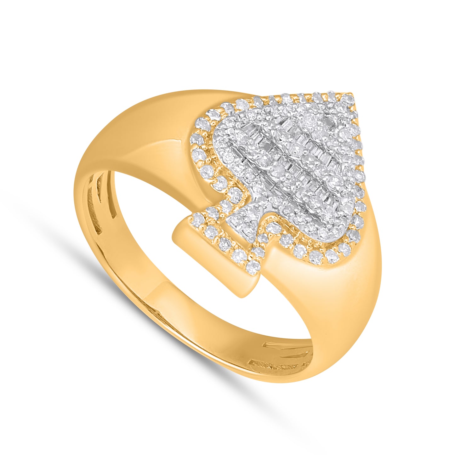 10K 0.59CT Baguette Diamond Spade Ring