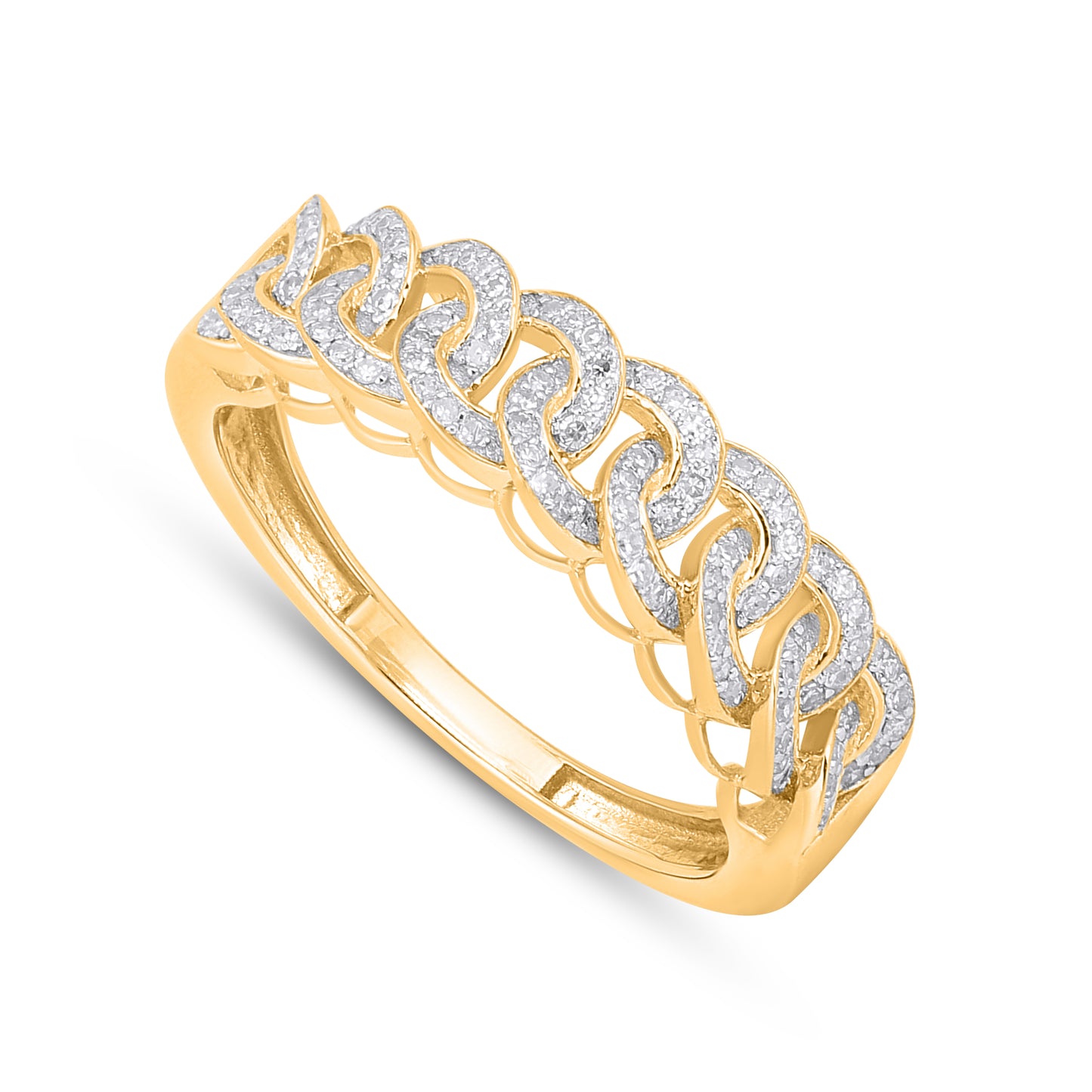 10K 0.25CT 5.5MM Diamond Yellow Gold Cuban Link Ring