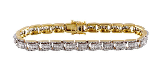 10K 4.83CT 7MM Diamond Baguette Link Bracelet