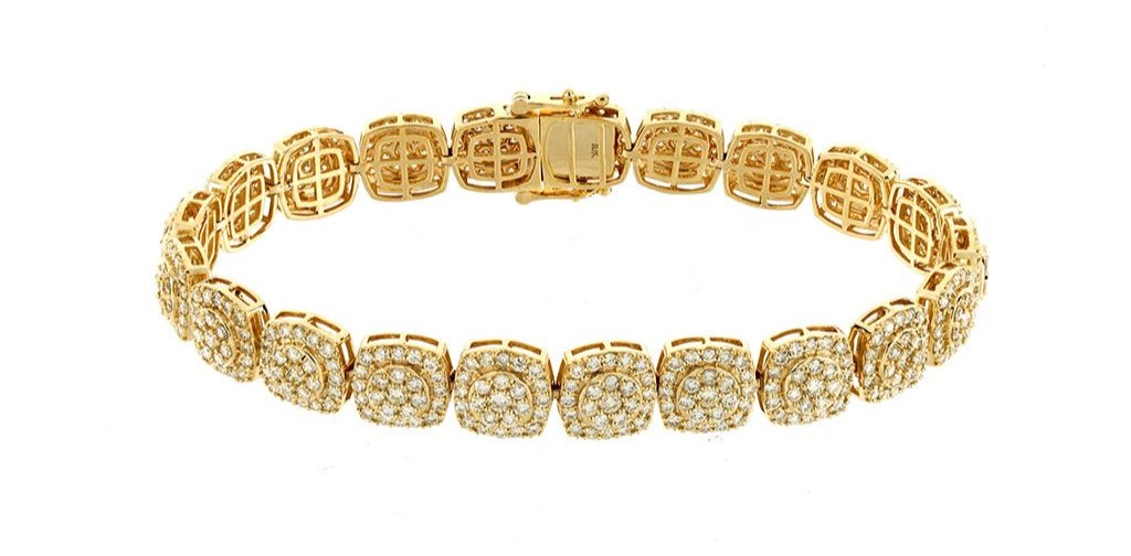 10K 9.19CT 10MM Yellow Gold Diamond Bracelet