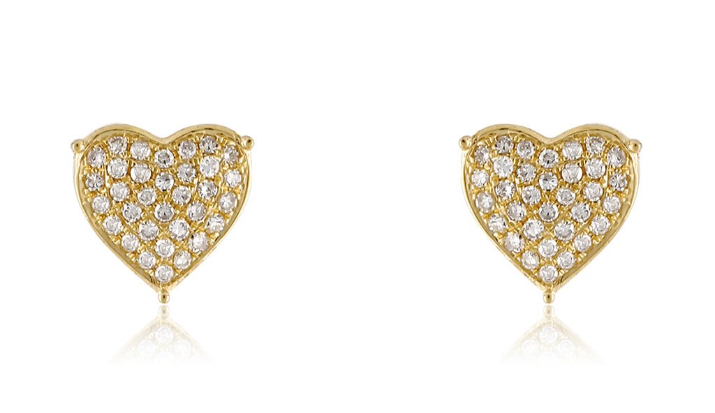 10K .14CT 6MM Yellow Gold Diamond Heart Screw-Back Earrings