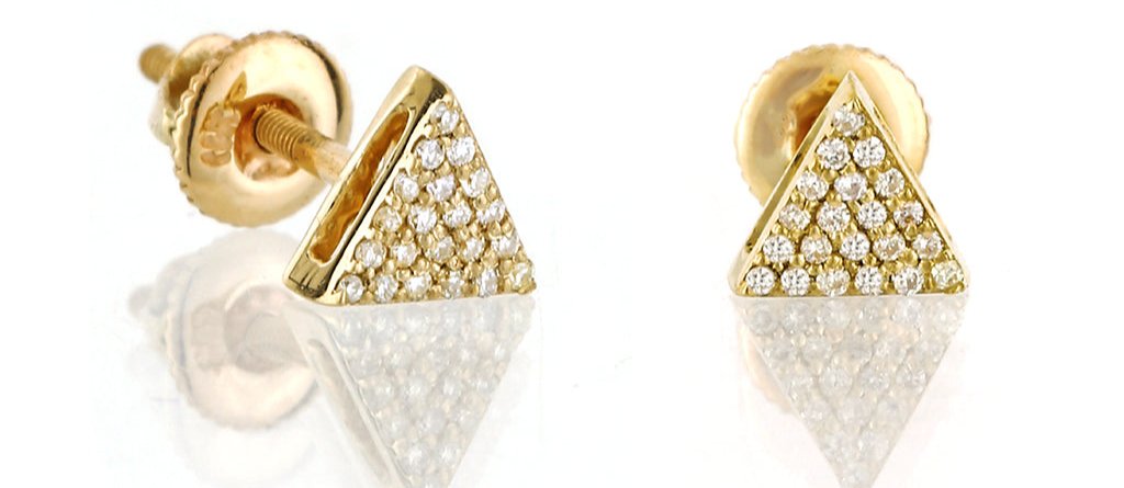 10K .10CT 5MM Diamond Triangle Screw-Back Earrings