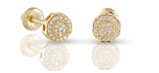 10K .09CT 5MM Yellow Gold Diamond Screw-Back Earrings