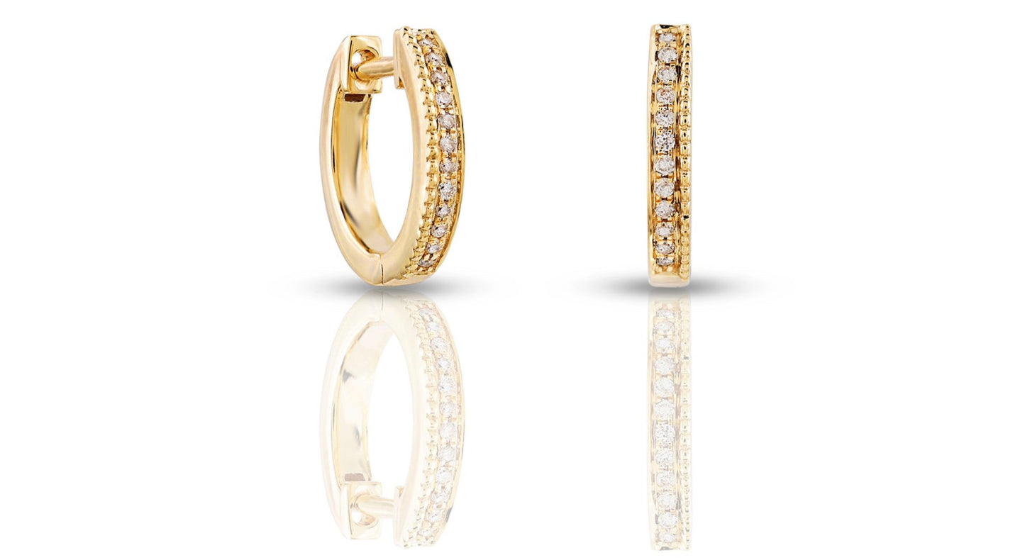 14K .08CT 14MM Yellow Gold Diamond Earrings