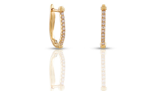 14K .10CT 14MM Yellow Gold Diamond Hoops