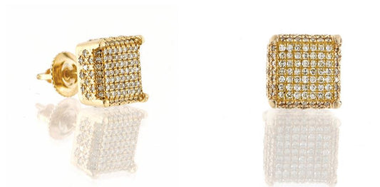 10K .57CT 9MM Square Diamond Screw-Back Earrings