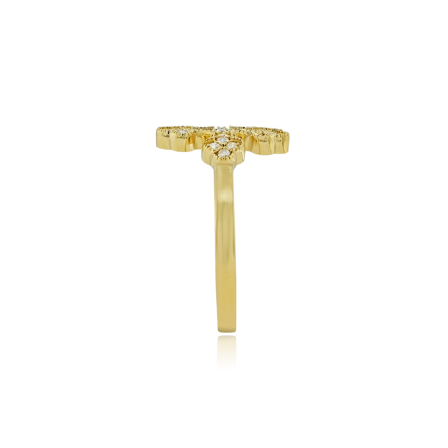 14K .31CT Yellow Gold Diamond Cross Ring