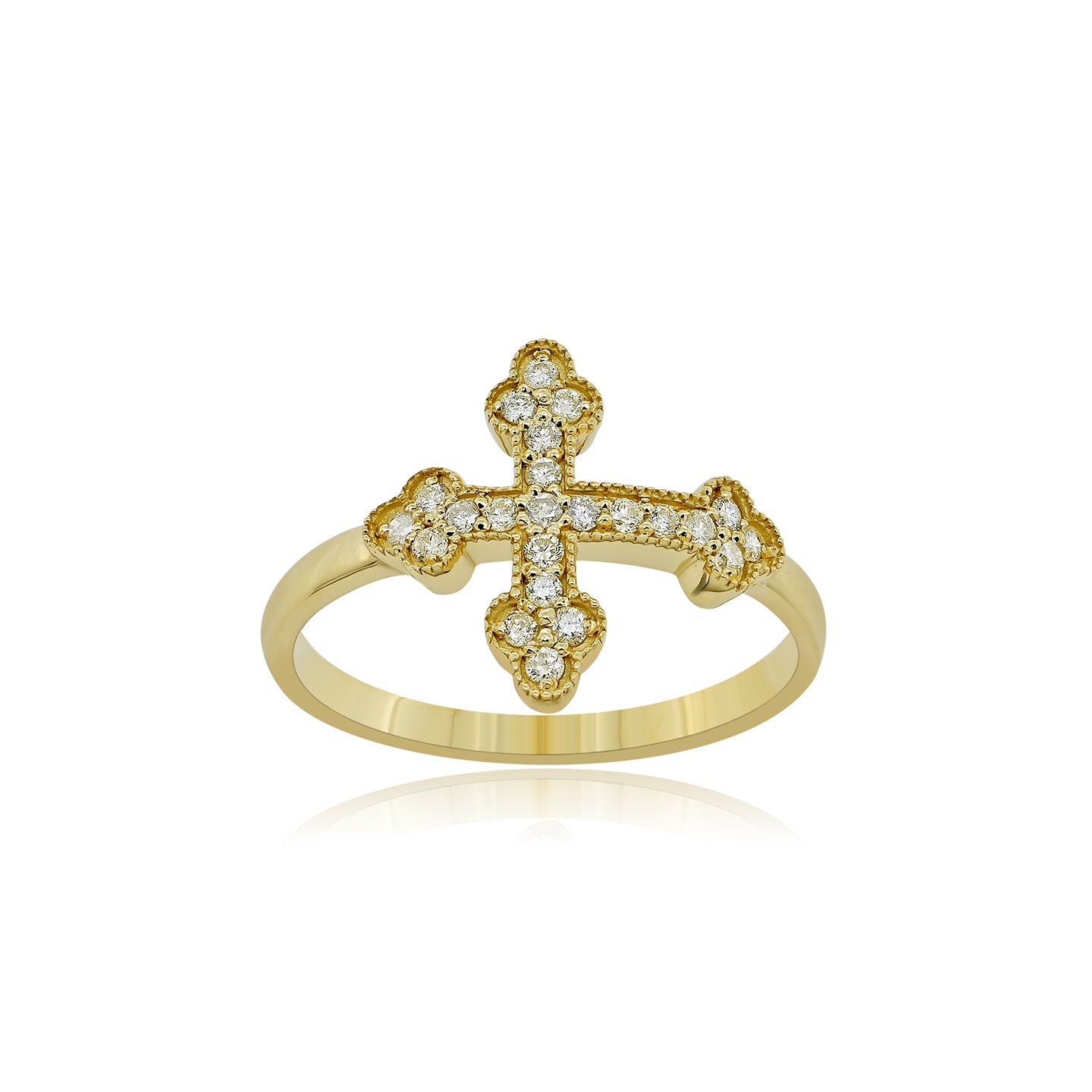 14K .31CT Yellow Gold Diamond Cross Ring