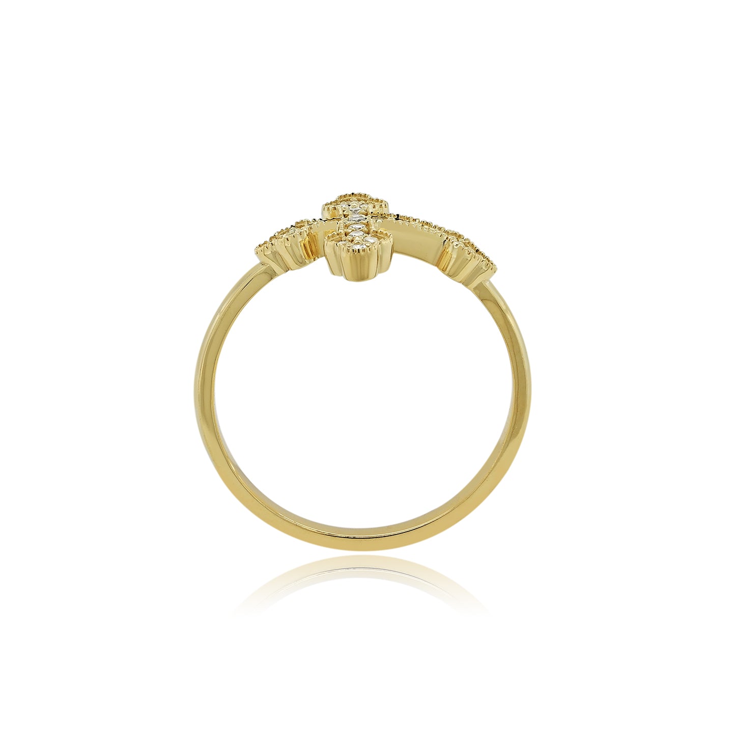 14K .31CT Yellow Gold Diamond Cross Ring