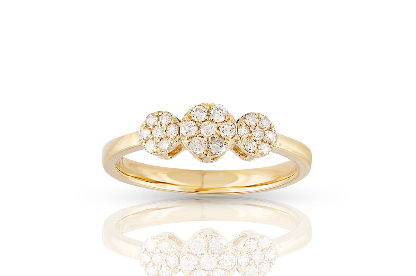 10K .26CT Trio-Cluster Diamond Yellow Gold Ring