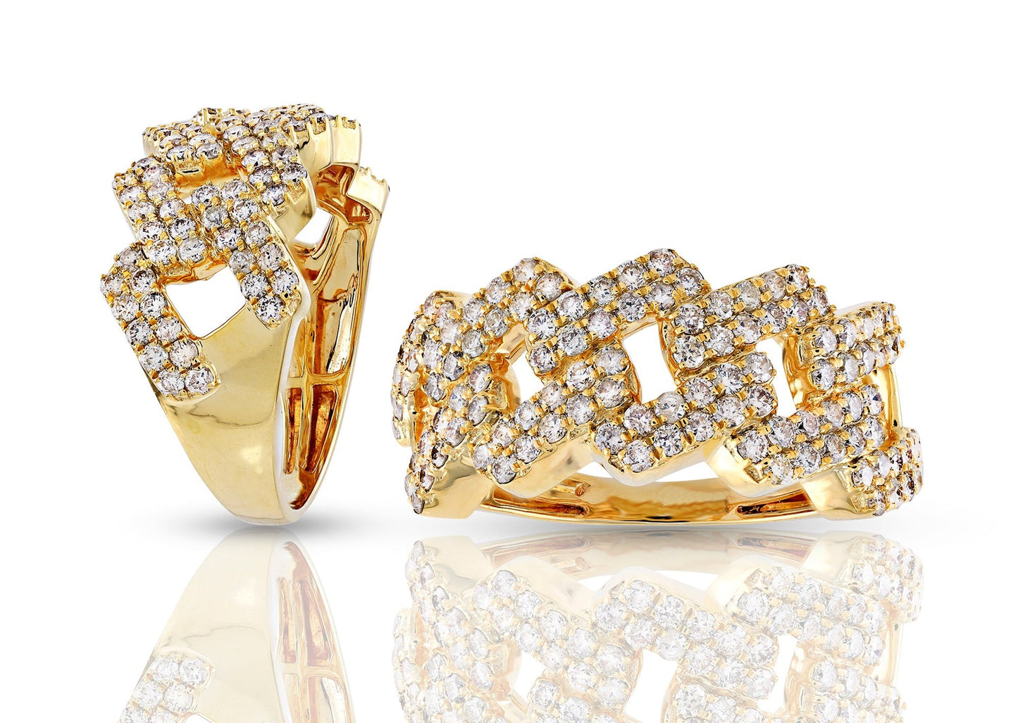 10K 1.54CT 11.5MM Yellow Gold Cuban Link Ring