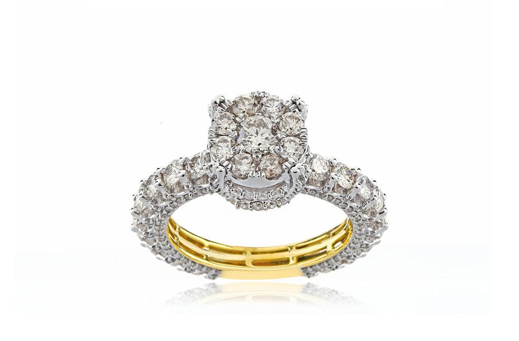 14K 3.93CT Round Yellow Gold Diamond Ring