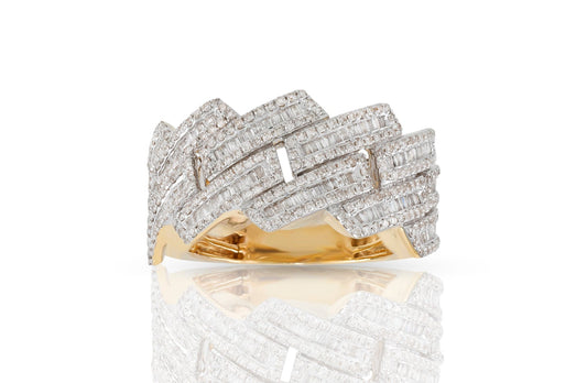 10K 1.6CT 14MM Diamond Baguette Yellow Gold Ring