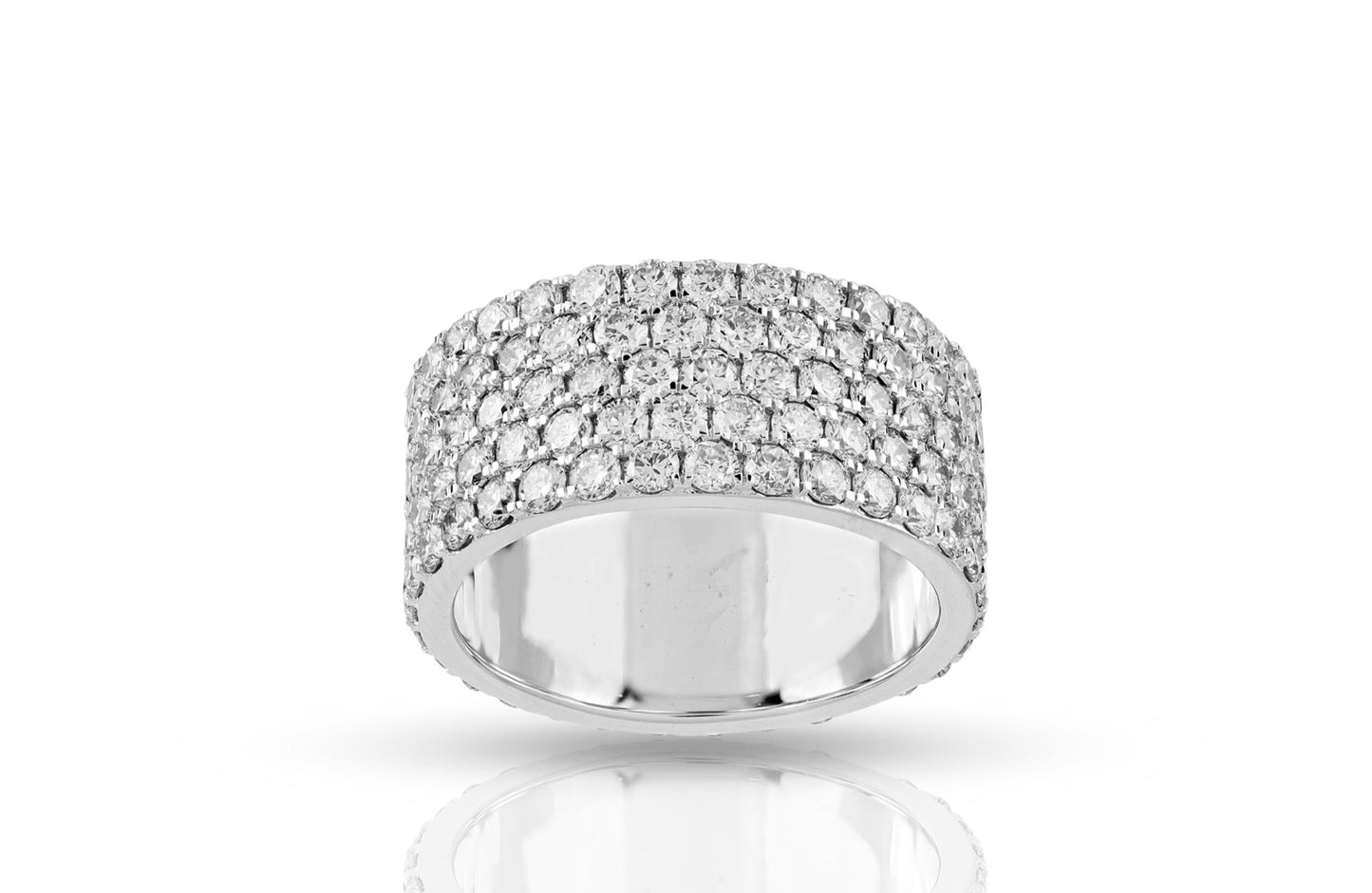 10K 5.08CT Eternity Solid White Gold 5 Row Diamond Ring