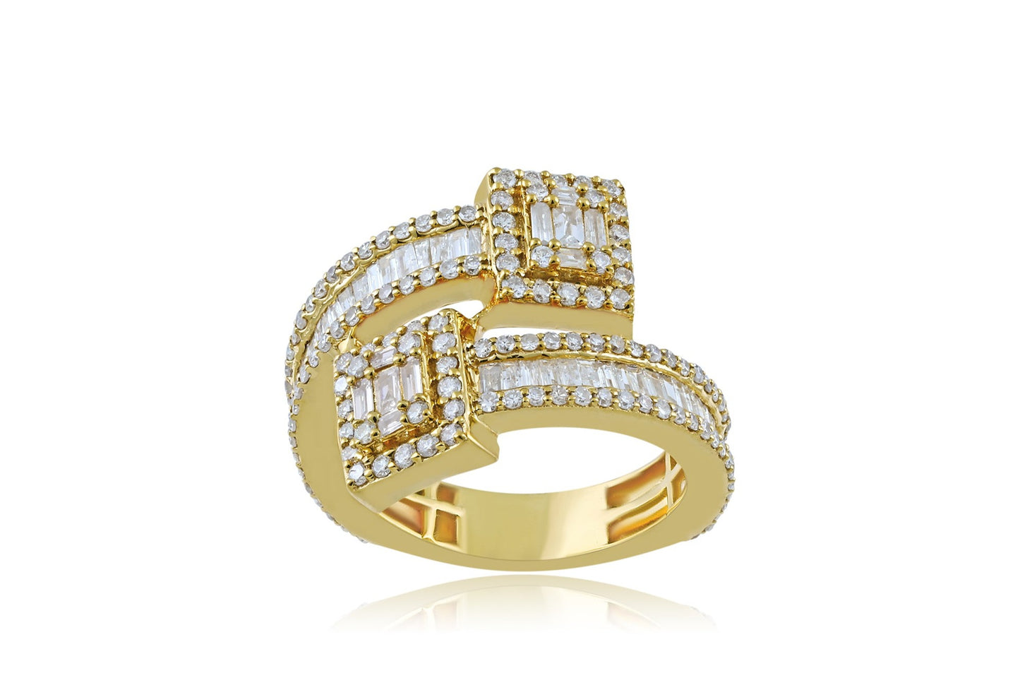 14K 1.77CT Diamond Baguette Square Wrap Ring