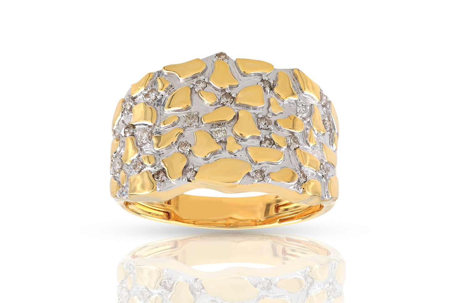 10K .29CT Yellow Gold Diamond Men's Nugget Ring