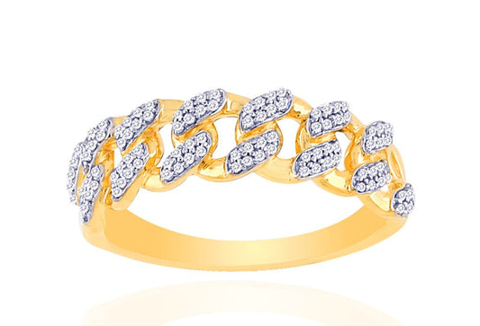 10K .29CT 7MM Diamond Yellow Gold Cuban Link Ring