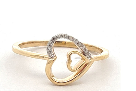 14K .05CT Diamond Double Heart Ring