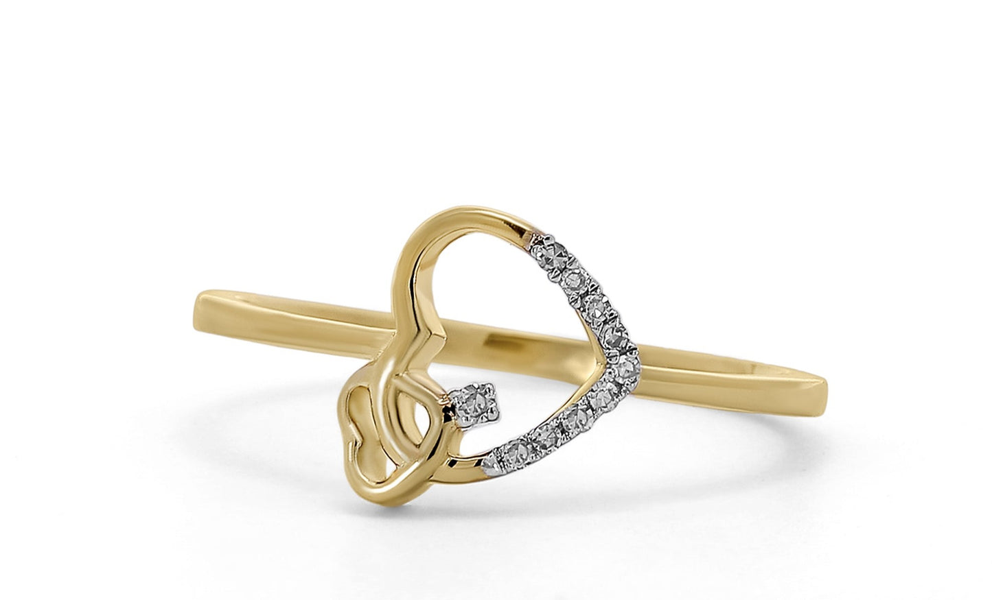 14K .05CT Double Diamond Heart Ring