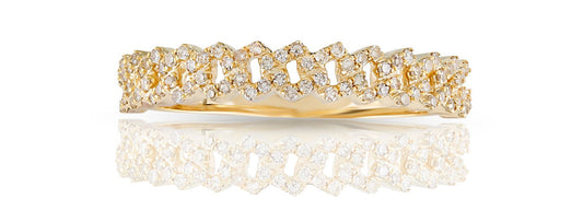 10K .20CT 4MM Yellow Gold Diamond Cuban Link Ring