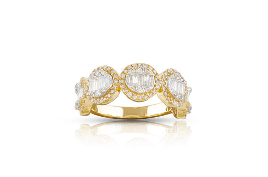 10K .98CT Two-Tone Round Baguette Ring