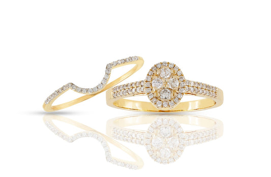 10K .42CT Yellow Gold Diamond Oval Engagement Ring Set