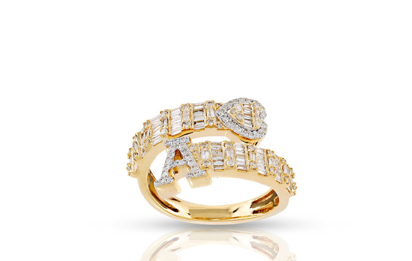 10K .95CT Initial Diamond Baguette Wrap Ring