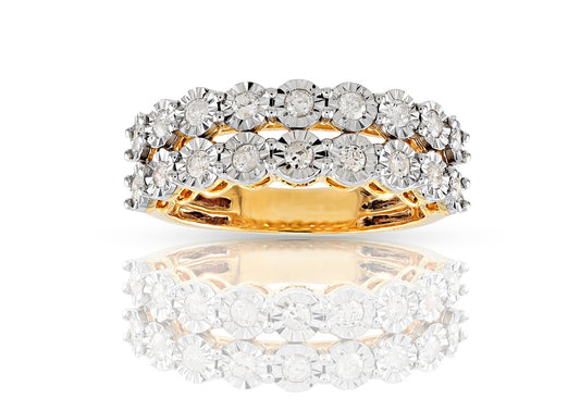 10K .65CT Double Row Diamond Ring