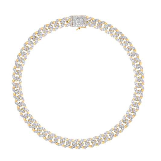 10K 8.8MM 10.67CT 24" Diamond Yellow Gold Cuban Link Chain