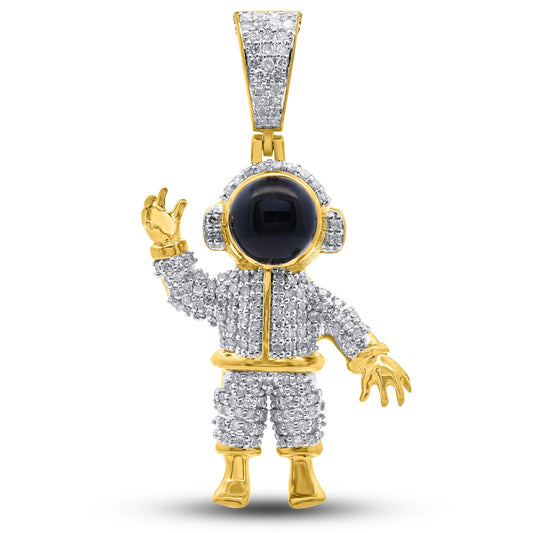 10K 0.48CT 1.4" Yellow Gold Diamond Astronaut Pendant