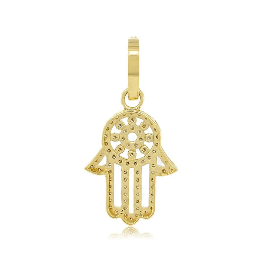 14K 0.53CT Yellow Gold Diamond Hamsa Pendant