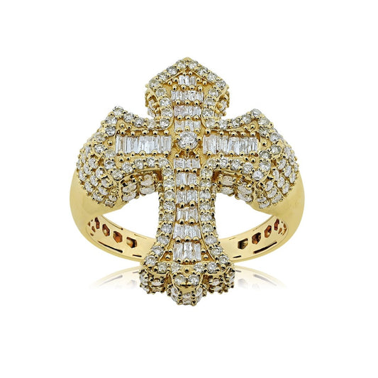 14K 1.49CT Diamond Baguette Cross Gold Ring