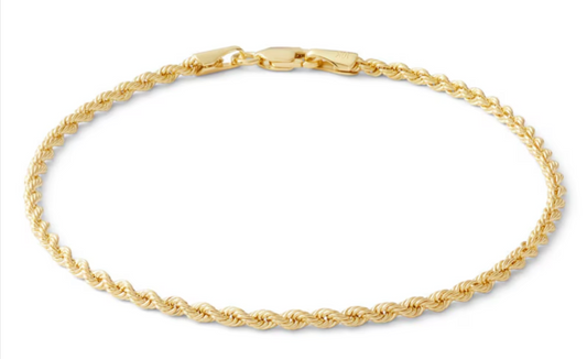 gold diamond cut rope bracelet